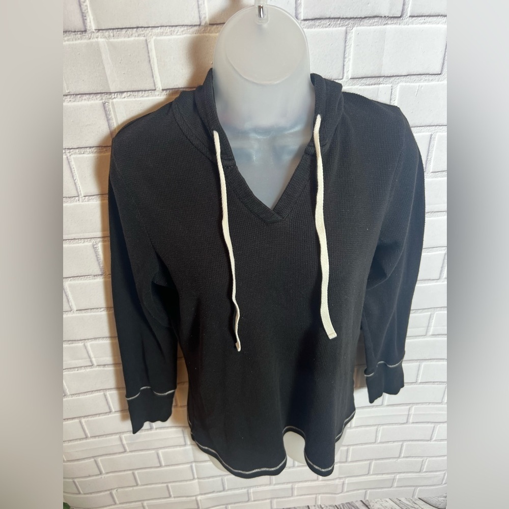 KENSIE Sweatshirt Top-Stitching Drawstring Hoodie
Black, Size: L - Picture 5 of 10